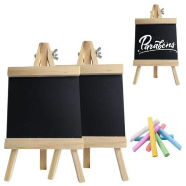 Imagem de 2 Mini Lousas Cavalete Madeira Porta Recados 23x12cm - Floripa