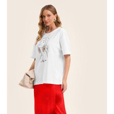 Imagem de Blusa Feminina Manga Curta em Meia Malha Rovitex Branco, G, Branco