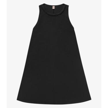 Imagem de Vestido Curto Visco Maquinetada Feminino Rovitex Preto, P, Preto