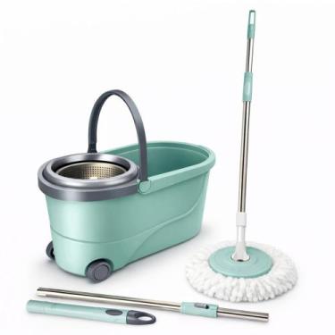 Imagem de Balde Mop Giratório Inox 12L Duas Águas Rodinhas Reforçado - A Casa da
