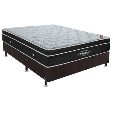 Imagem de Cama Box Casal: Colchão Molas Superpocket Ensacadas Ortobom Elegant + Base Crc Suede Black (138x188)