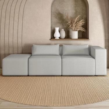 Imagem de Sofá 4 Lugares 323cm com Puff Esquerdo Fay Bouclê Cinza Z55 - Mpozenato