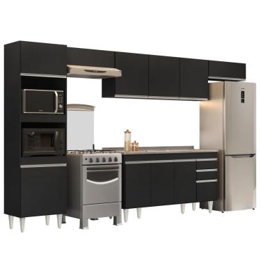 Imagem de Armário De Cozinha Modulada 5 Peças Cp15 Balcão Com Pia Inox Preto - Lumil