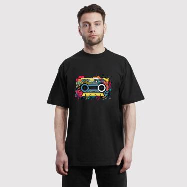 Imagem de Camiseta Oversize Masculina Casual Algodão Streetwear Fita Cassete-Masculino