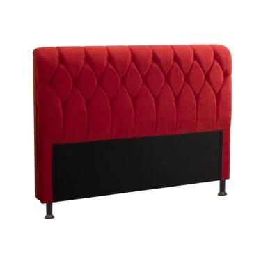 Imagem de Cabeceira Cama Box Casal King 195cm Miami Veludo Vermelho - Js Móveis