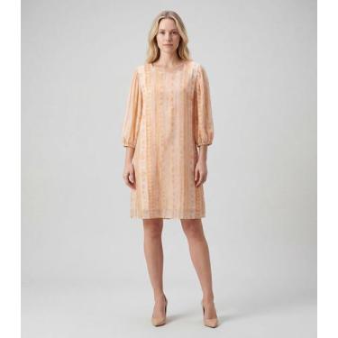 Imagem de Vestido Midi Com Manga Flare 3/4 Infinita Cor Bege, M, Bege