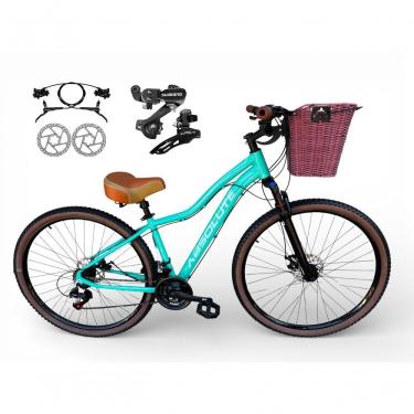 Imagem de Bicicleta Aro 29 Feminina Absolute Hera Retrô Vintage Shimano 21v Hidráulica Confortável Cesta Verde Tamano 15