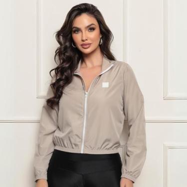 Imagem de Jaqueta Corta Vento Feminina Com Proteção UV S/Capuz Aerre Moda, Areia