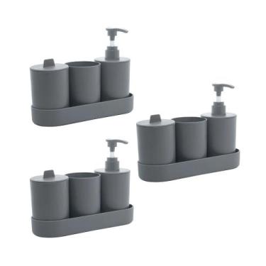 Imagem de Kit 3 Conjunto Para Banheiro Lyor Porta Escovas e Dispenser Para Sabon