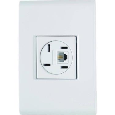 Imagem de Conjunto Liz Branco 4x2 com 1 Tomada Para Telefone 4p+rj11 57170018 Tramontina Cj.tomada P-telef