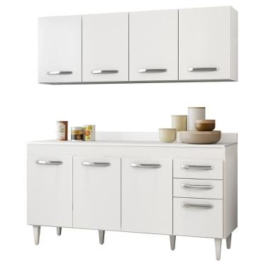 Imagem de Armário Aéreo Parma E Balcão Para Pia Com Tampo 150cm Lisboa Branco - Lumil