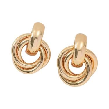 Imagem de Brincos De Argola Com Nó Em Ouro E Prata Para Mulheres, Joias Brilhant