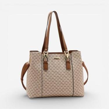 Imagem de Bolsa Feminina Chenson Ombro New Elemento Gráfico Bege-Feminino