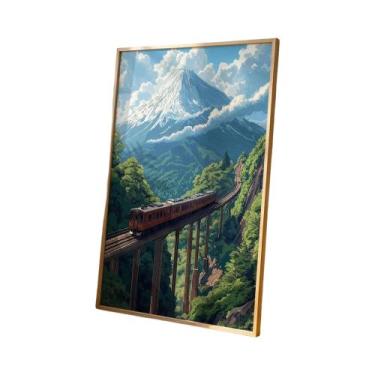 Imagem de Impressão Em Tela De Paisagem Ferroviária Japonesa Retrô De Rua Noturn