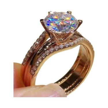 Imagem de Anel De Zircônia Cúbica Em Ouro Rosé Para Mulheres, Luxuoso Anel De No