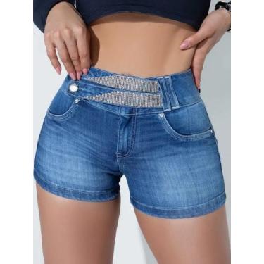 Imagem de Short Jeans Sexy com Bordado Pitbull Jeans Ref 82653, Azul, 38