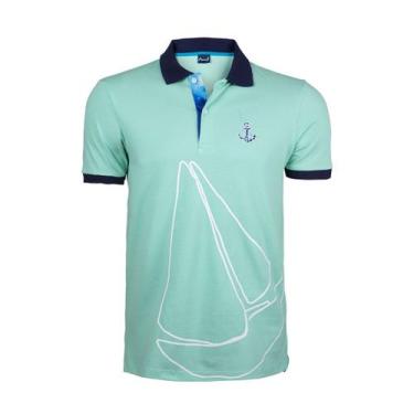 Imagem de Camiseta Polo Azul Marinho Masculina Anemoss Marine, Menta, P