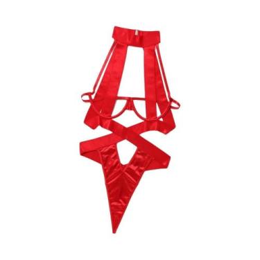 Imagem de Body De Lingerie Sensual Exótica Preta Com Recortes E Alças Halter Par