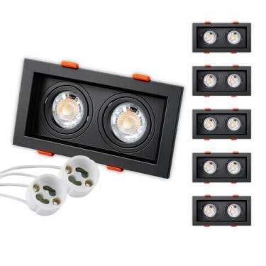 Imagem de 5 Spot Recuado Duplo Embutir Led + Lâmpadas Mr16 Gu10 Luminária Teto S