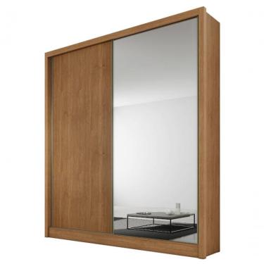 Imagem de Guarda Roupa Solteiro Com Espelho Mdf 3 Gavetas - Virtus -cumaru - Móveis Novo Horizonte