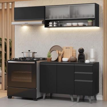 Imagem de Armário De Cozinha Compacta 200 Cm Preto Nice Madesa 13 Preto