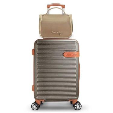 Imagem de Kit Mala De Bordo E Necessaire C/ Gancho Premium Bege - Jacki Design
