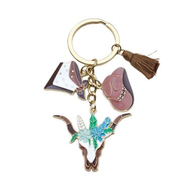 Imagem de Chaveiro, chapéu de cowboy ocidental, pingente de borla marrom