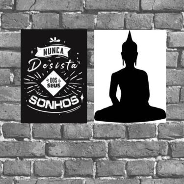 Imagem de Kit 2 Placas Decorativas Buda Sonhos 18x27cm