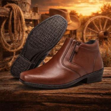 Imagem de Bota Masculina Country Cano Curto Em material sintético Com Zíper Late