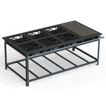 Imagem de Fogão Industrial 40x40 P10 6 Bocas Baixa Pressão 3 QS 3 QD com Chapa -