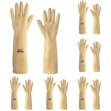 Imagem de Kit Com 12 Par Luva de Segurança Ranhurada Natural Volk Látex Limpeza 