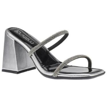 Imagem de Sandália Feminina Salto Bloco Grosso Tamanco Brilho Strass-Feminino