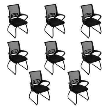 Imagem de Laraz Home Decor, Kit 8 Cadeiras Office TOK Base Fixa, Preto