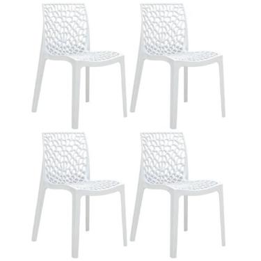 Imagem de Kit 4 Cadeiras Laráz Gruvyer Design Anatômico Branco - Laraz
