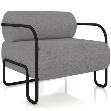 Imagem de Poltrona Decorativa Moscou K01 Pés Industrial Tecido Bouclé Diferencial de Conforto Cin...