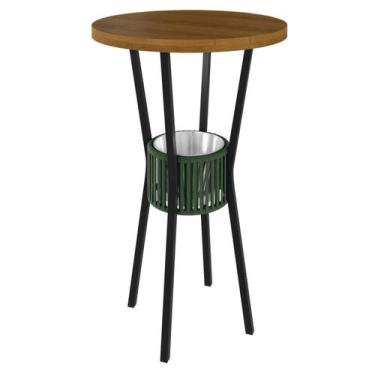 Imagem de Mesa Bistrô Redonda com Porta Gelo Bar 70cm Madeira Maciça - PAONANDA 