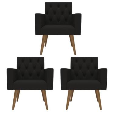 Imagem de Kit 3 Poltronas Capitonê Sala Recepção Poltronas Decorativas - Móveis 
