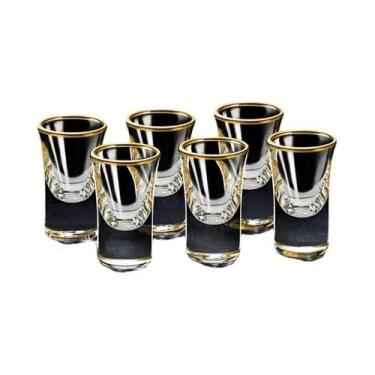 Imagem de Conjunto De Copos De Shot Com Borda Dourada 6 Peças, Copos Coloridos P