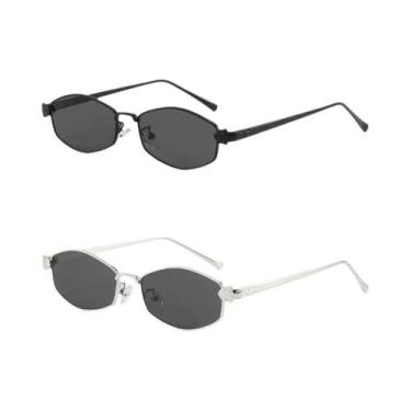 Imagem de Óculos De Sol Unissex Vintage Com Lentes Pretas Estilo Punk, 2 Peças, 