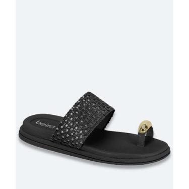 Imagem de Rasteirinha Feminina Metalizada Beira Rio Preto-41082, 37, Preto