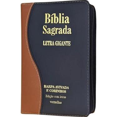 Imagem de Bíblia Sagrada Letra Gigante Com Harpa Luxo 14x21cm - Preta - Congratu