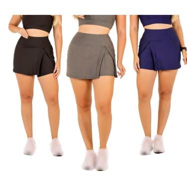 Imagem de Kit 3 Shorts Saia Com Bolso Feminino Fitness Moda Evangélica Beach Tennis Academia The...
