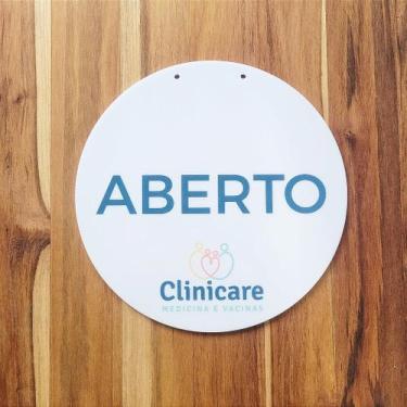Imagem de Placa em Acrílico Branco Aberto e Fechado com Logo - 20cm - no-brand