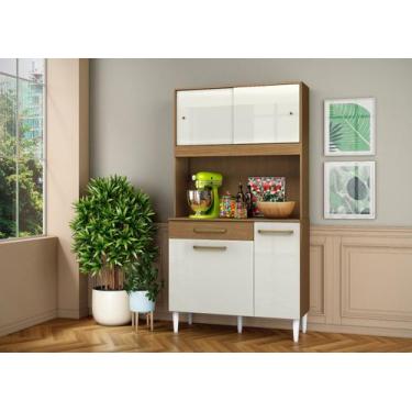 Imagem de Kit Cozinha Zara 4 Portas ( 02 de correr) 01 gaveta - Atacama/Off Whit