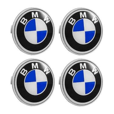 Imagem de Jogo Calotinha Roda Liga Leve BMW Azul Até 2018 69mm Azul e Preta - DC