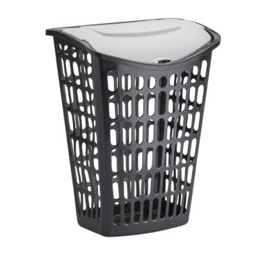 Imagem de Cesto Para Roupas Telado De Tampa Basculante Com Capacidade De 40 Litros Plasmont Preto