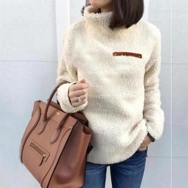 Imagem de Suéter Feminino De Inverno Com Gola Alta, Cor Sólida, Zíper, Sexy E Mo