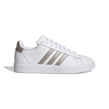 Imagem de Tênis Adidas Grand Court Cloudfoam Feminino Cor: Branco E Bronze - Tam