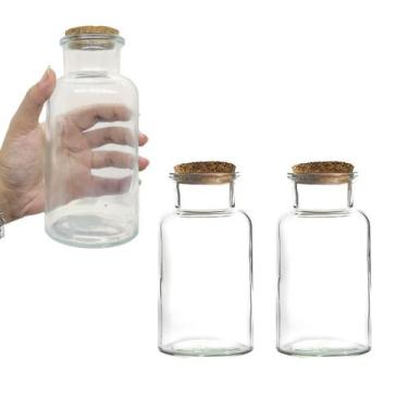 Imagem de Kit 2 Pote Hermético 600ml Com Tampa De Cortiça Condimentos - CLICK HO