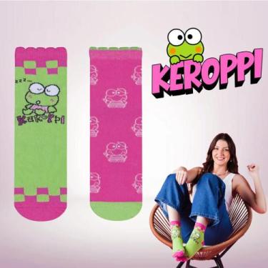 Imagem de Kit 2 Pares Meia Soquete Hello Kitty Licenciada Adulto Kuromi Keroppi 